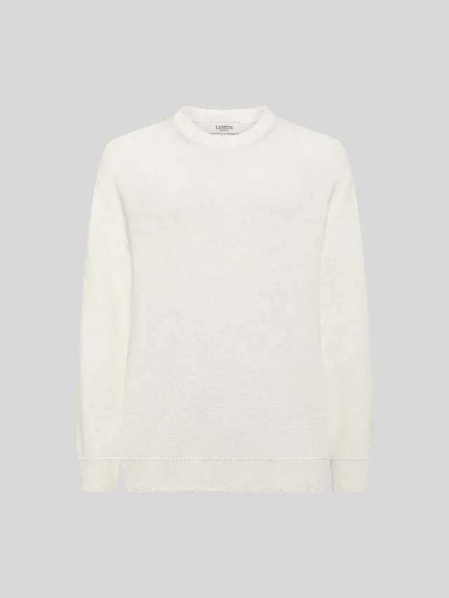 Laneus Crew Neck Sweater striktrøje isgrå bomuld