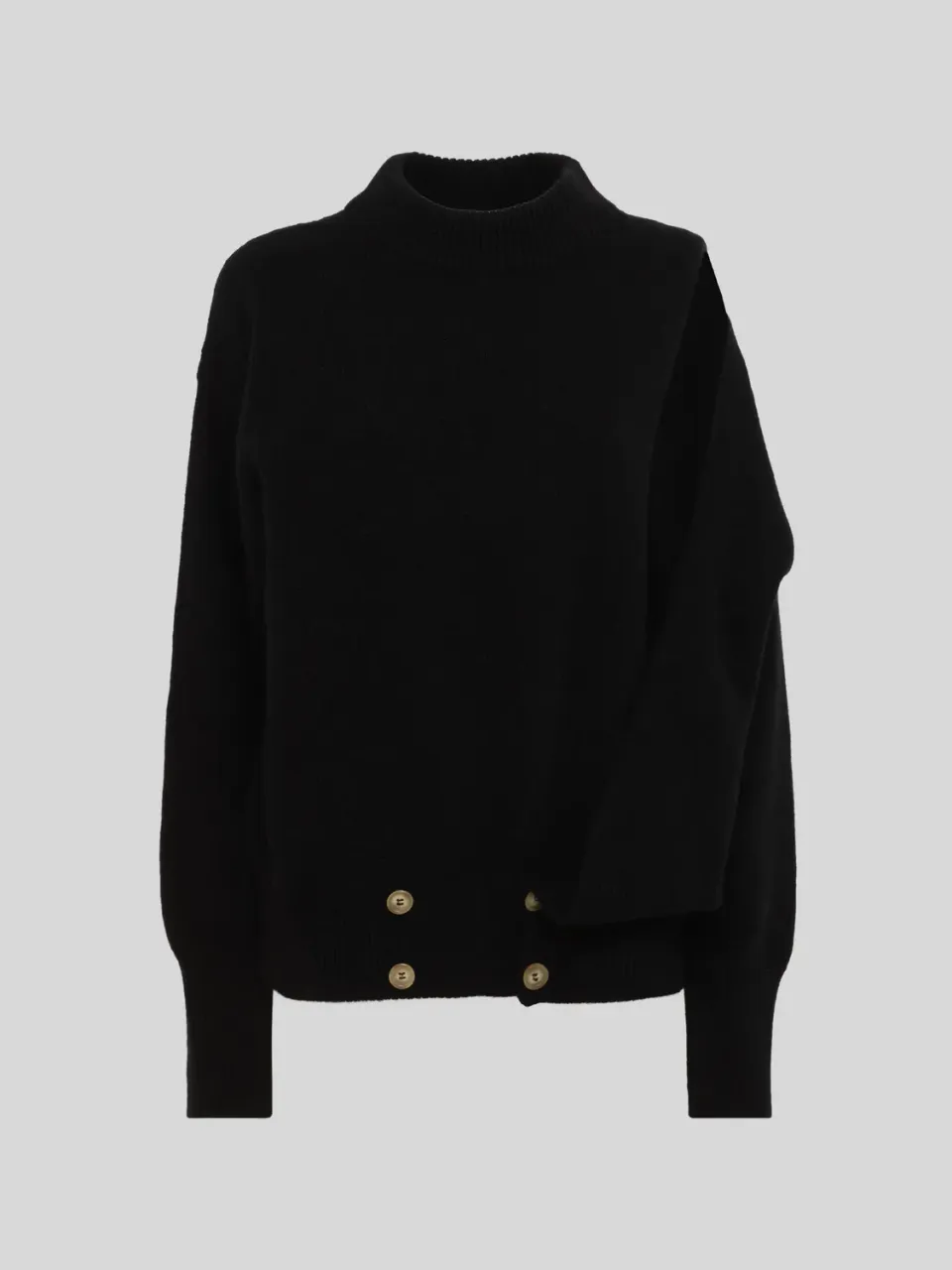 Laneus Asymmetric Boxy Crew Neck sweater sort uld angora