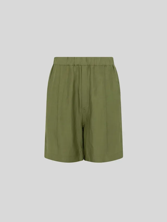 Laneus Linen Viscose Bermuda shorts grøn hør