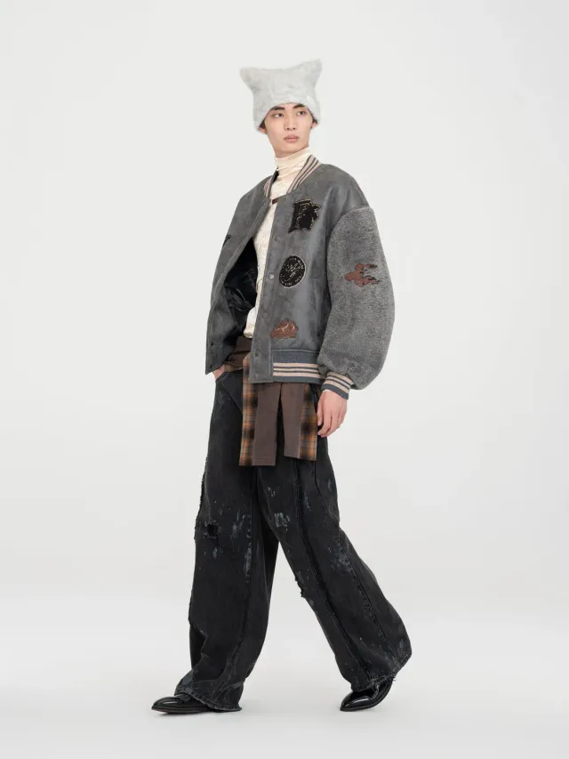 Feng Chen Wang Faux Shearling Bomber jakke patch