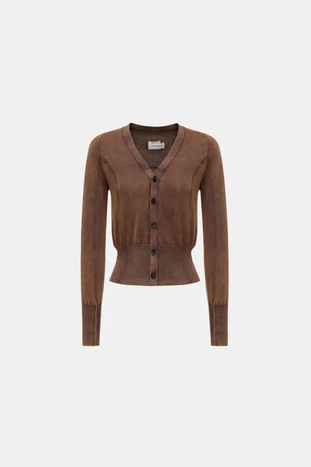 Feng Chen Wang Sandwashed Grey Knit cardigan grå strik