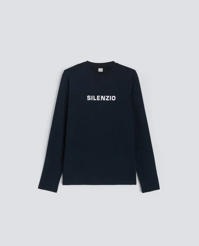 Aspesi Silenzio Langærmet T-shirt Navy bomuld