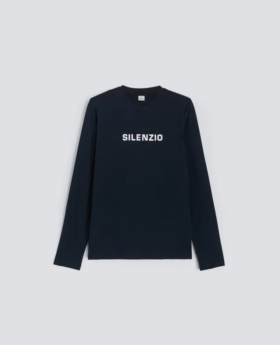 Aspesi Silenzio Langærmet T-shirt Navy bomuld
