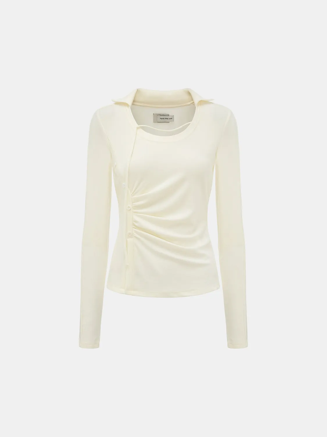 Feng Chen Wang White Crew Neck langærmet top hvid