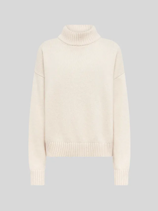 Laneus Wool Angora mock-neck sweater cream