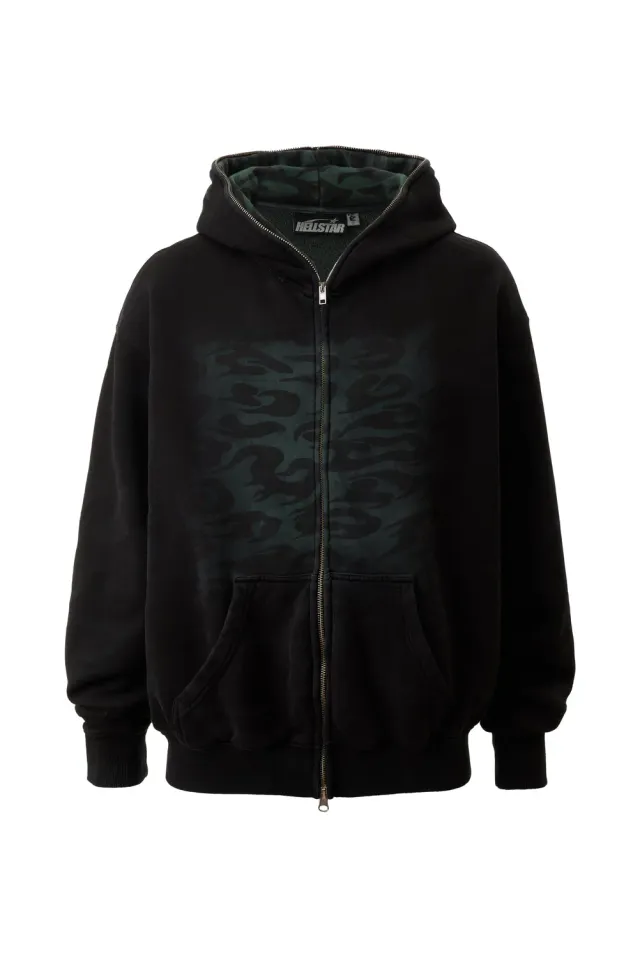 Hellstar Overdye Cheetah zip-hoodie grøn fleece