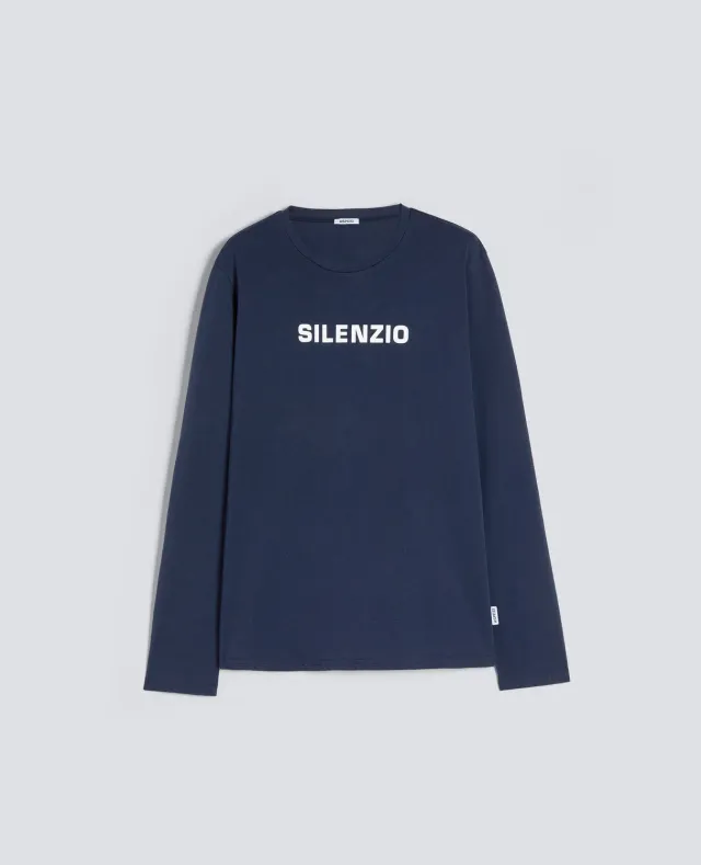 Aspesi Silence langærmet t-shirt navy bomuld