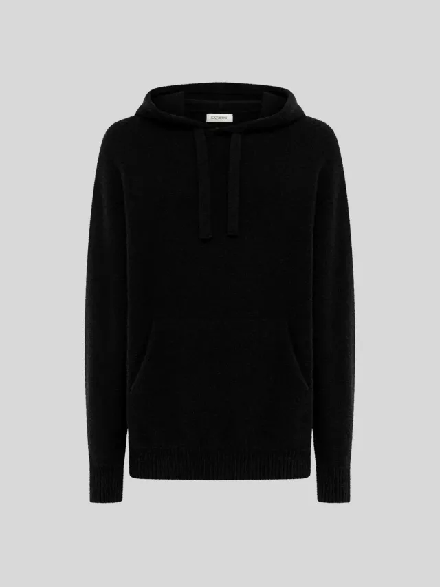 Laneus Cashmere Silk hoodie sort kashmir