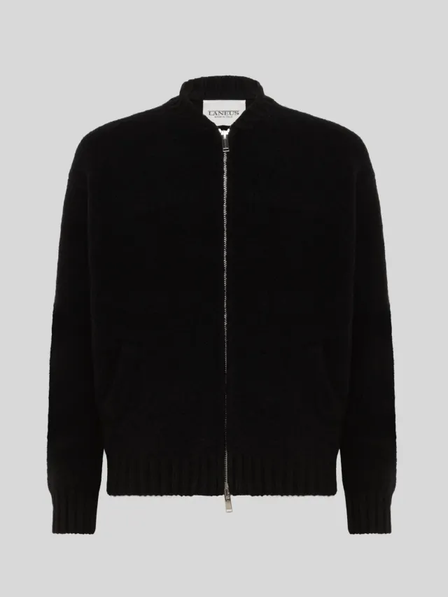 Laneus Bomber Over Knitwear bomberjakke sort uld
