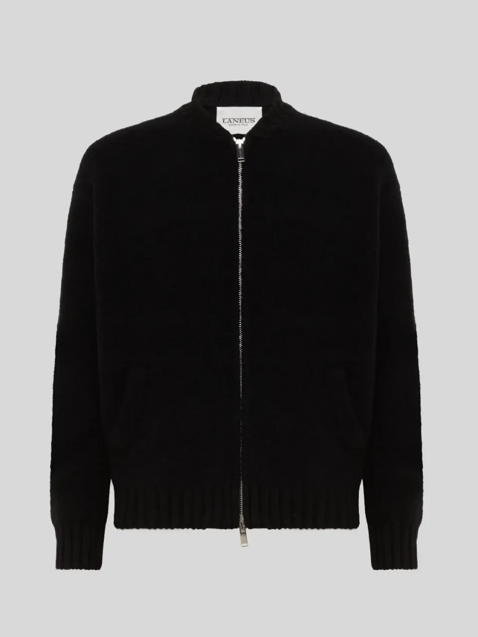 Laneus Bomber Over Knitwear bomberjakke sort uld