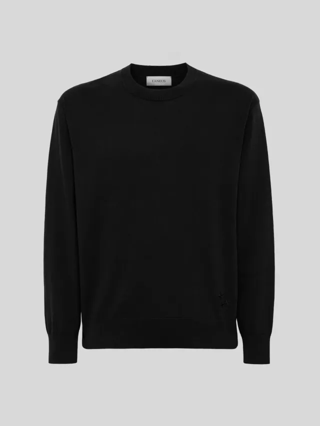 Laneus Cotton Crew Neck sweater sort bomuld