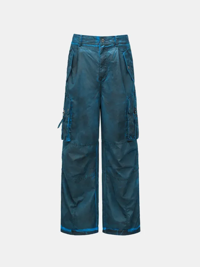 Feng Chen Wang Blue Sandwashed Utility bukser blå nylon