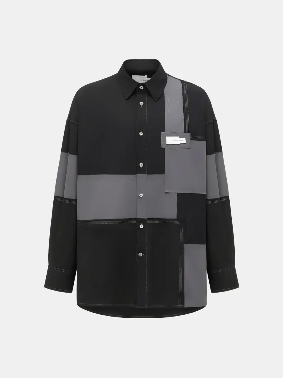 Feng Chen Wang Dark Patchwork skjorte mørk bomuld