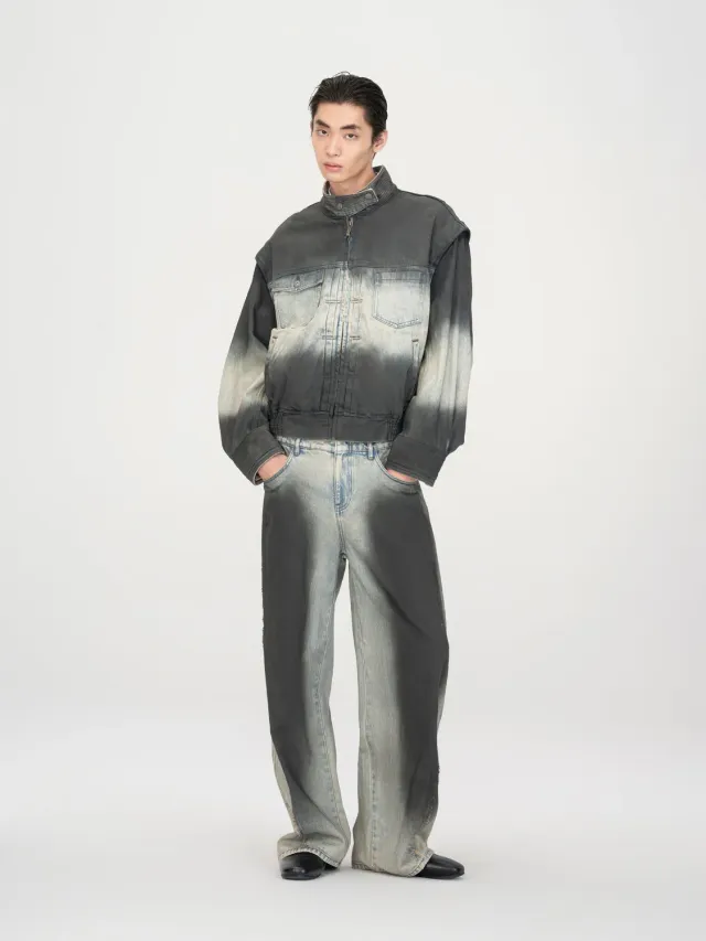 Feng Chen Wang Blue-to-Black Ombre Jeans blå-sort vintage