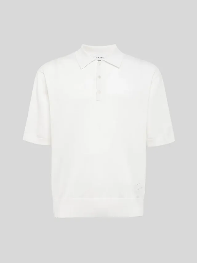 Laneus Knitted Polo poloskjorte creme bomuld