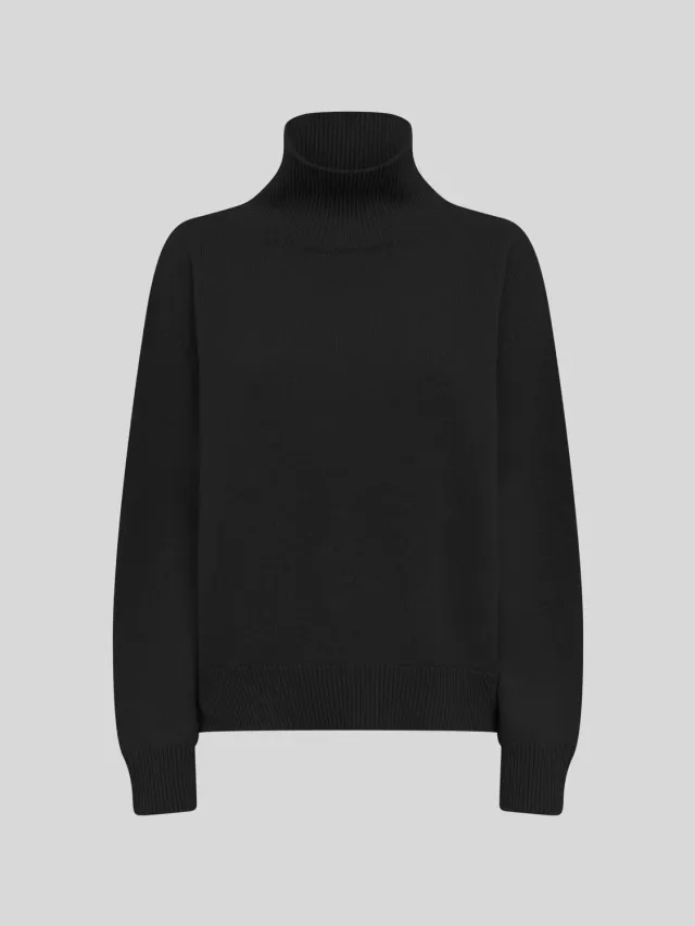 Laneus Boxy Turtleneck rullekrave sort uld cashmere