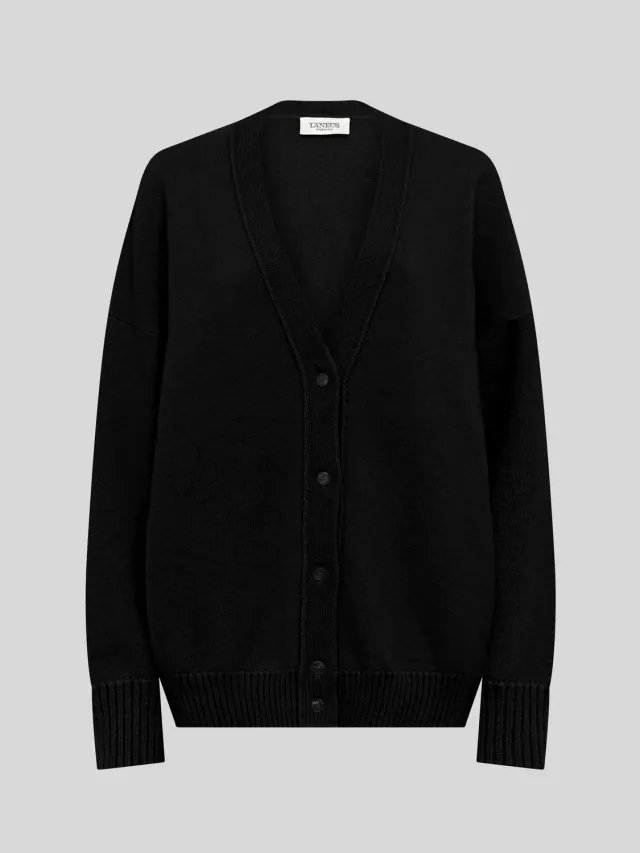 Laneus Cashmere and Silk cardigan sort let uld