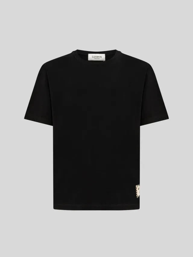 Laneus Destroyed Boxy T-shirt sort bomuld XS