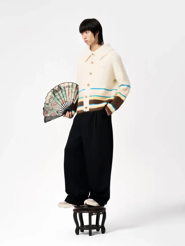 Feng Chen Wang Striped Jacquard Knit Cardigan alpakacardigan flerfarvet