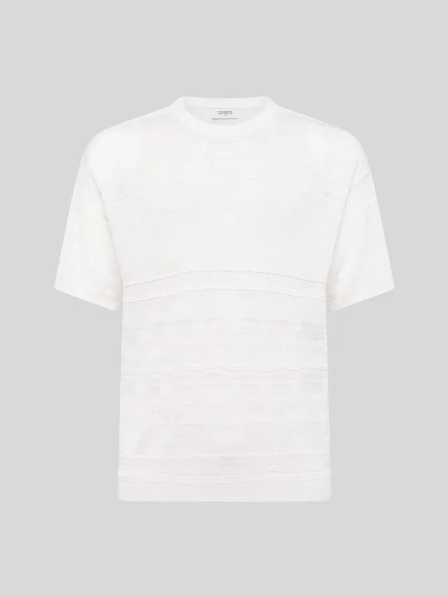 Laneus Lightweight Jacquard T-shirt strik creme viskose