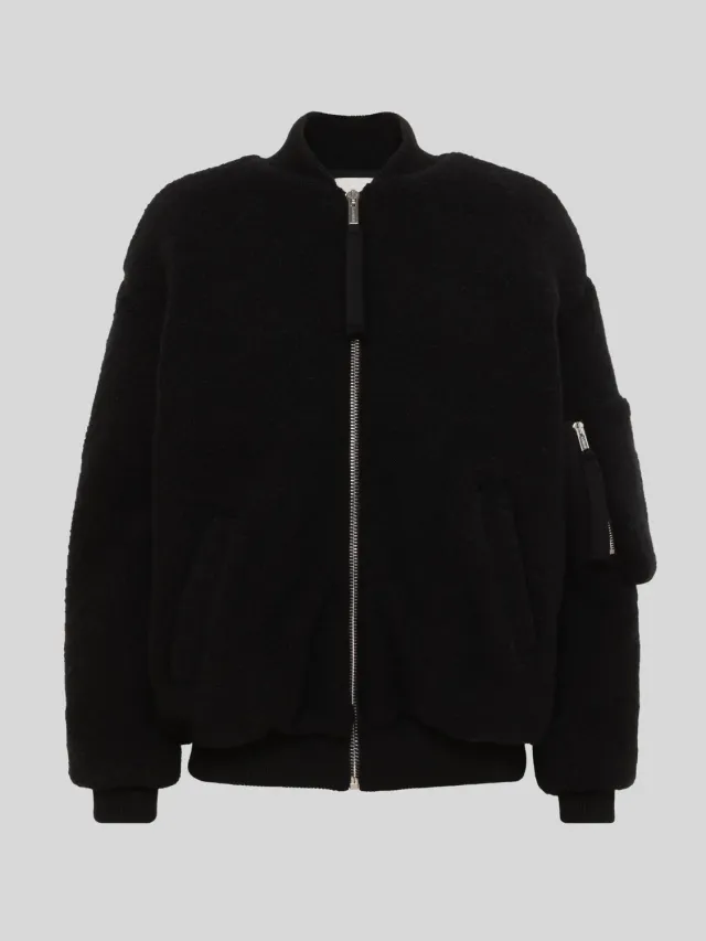 Laneus Knitted Bomber bomberjakke sort uld-bouclé