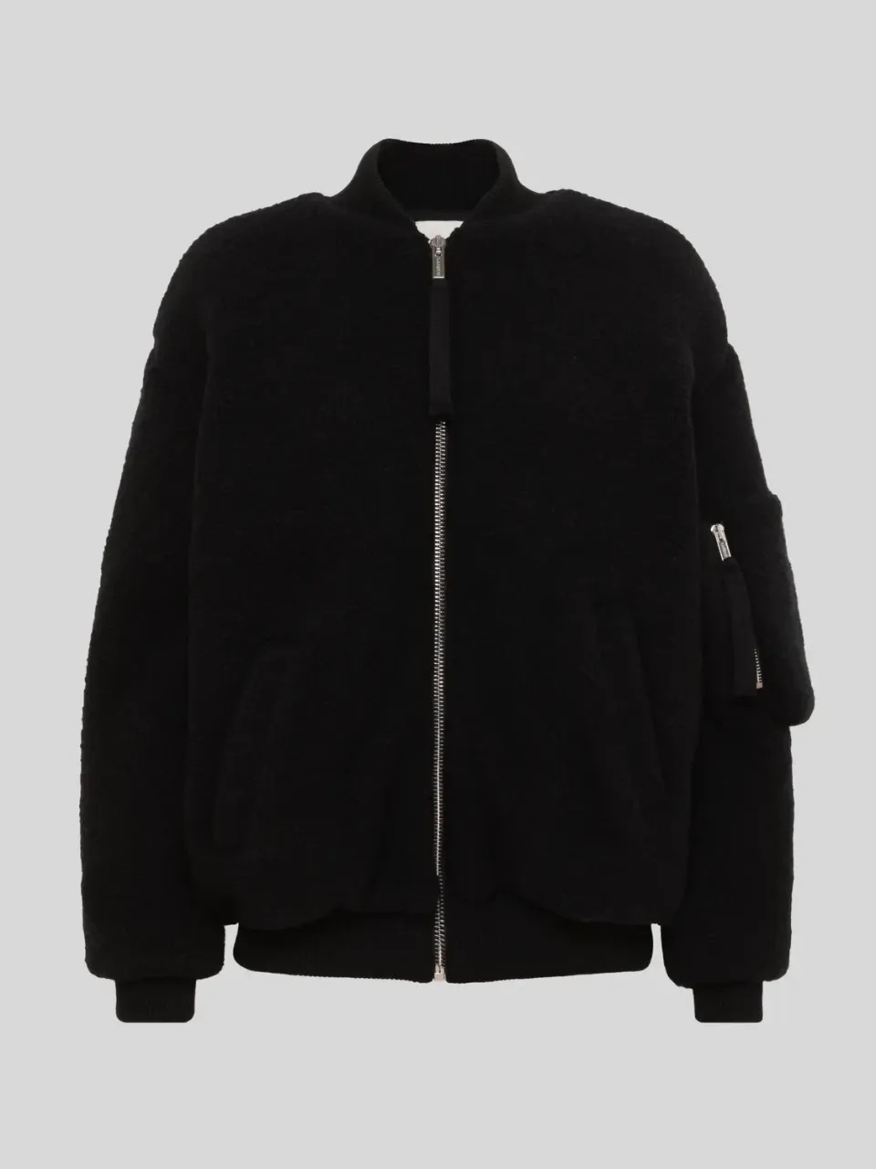 Laneus Knitted Bomber bomberjakke sort uld-bouclé