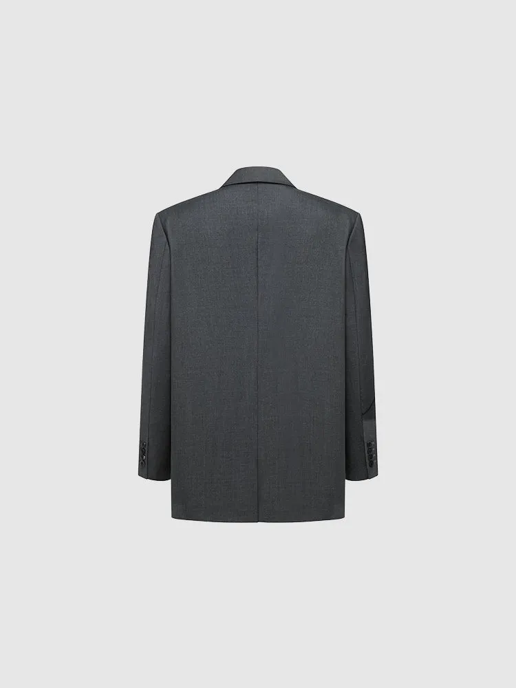 Feng Chen Wang Patched Creature Landscape blazer sort-grå