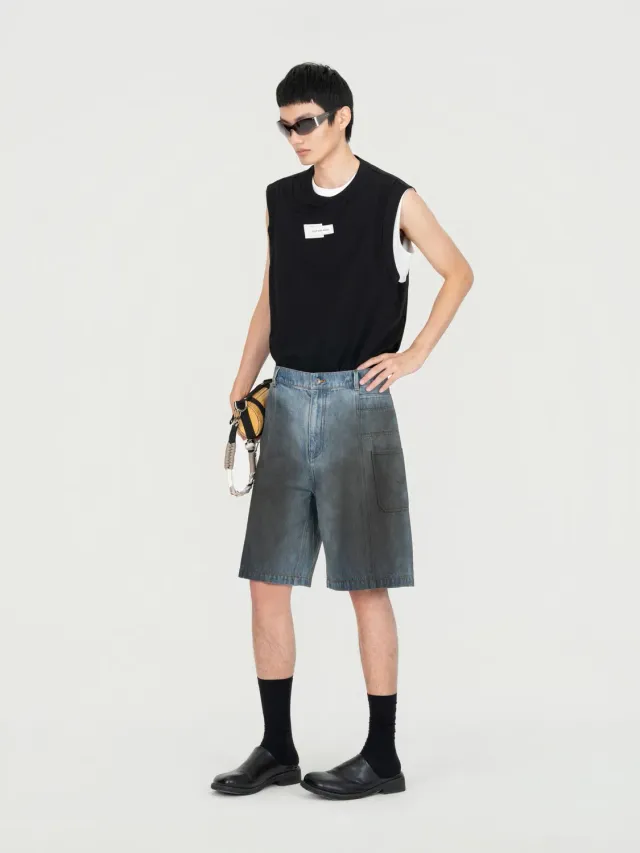 Feng Chen Wang Gradient Indigo denimshorts blå sort