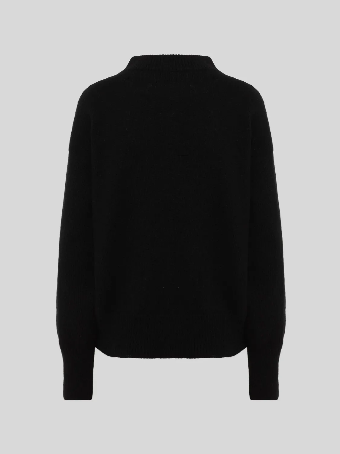 Laneus Asymmetric Boxy Crew Neck sweater sort uld angora
