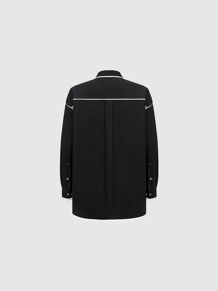 Feng Chen Wang Deconstructed Seam skjorte sort-hvid
