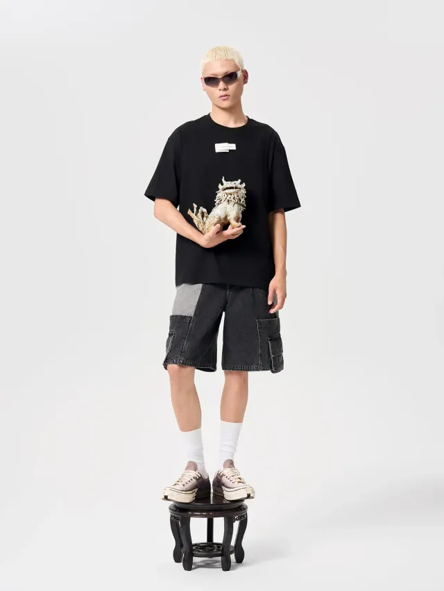 Feng Chen Wang 2-in-1 Deconstructed T-shirt sort lagdelt