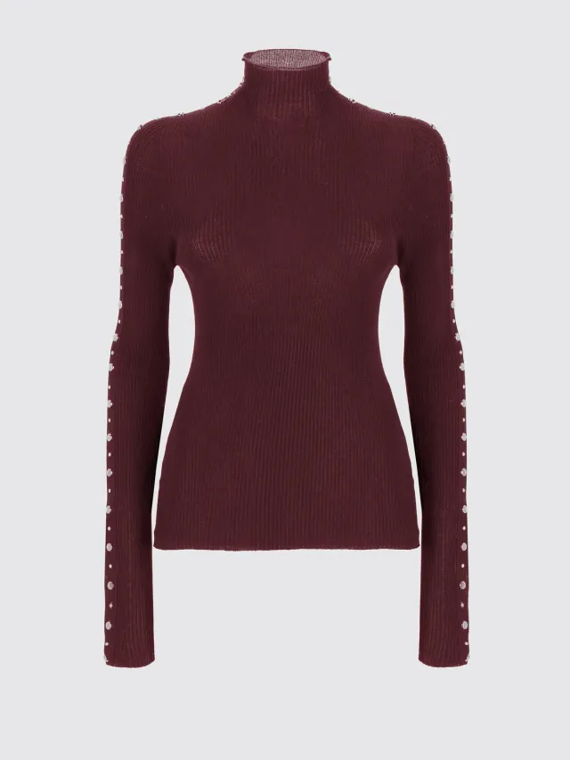 Laneus turtleneck rullekrave bordeaux merinould