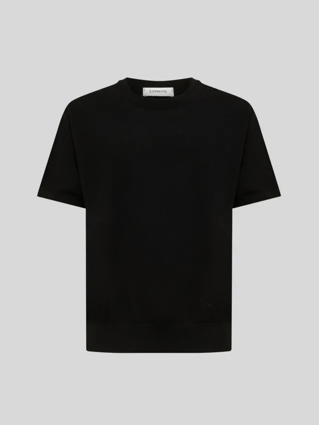 Laneus Merino Wool T-shirt sort herre ren uld