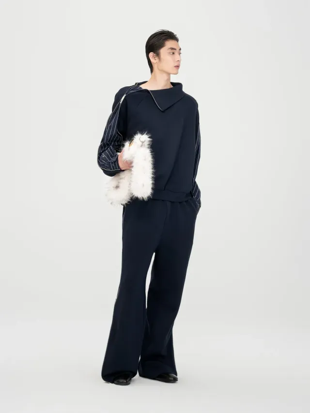 Feng Chen Wang Navy Patchwork Striped bukser XS navy