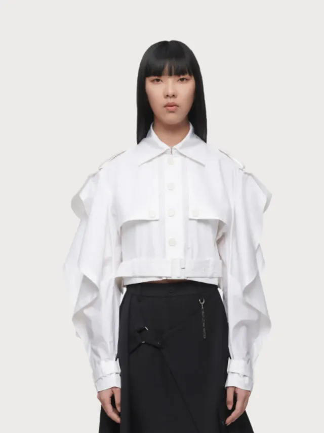 Feng Chen Wang Cotton Shirting Draped Bell jakke draperet