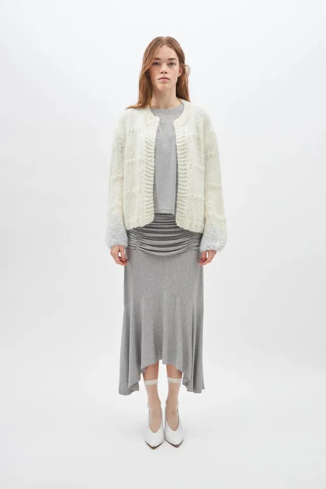 DAWNXDARE Gabi strikcardigan 020 silver chalk pailletter
