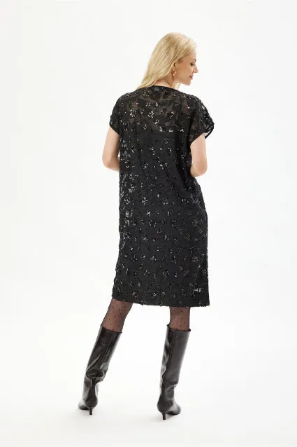 IN FRONT Chloe kjole transparent med pailletter festkjole