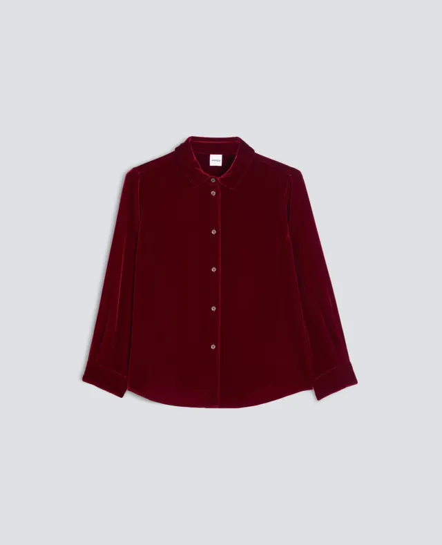 Aspesi mønstret viskose-silke skjorte bordeaux 7/8 ærme