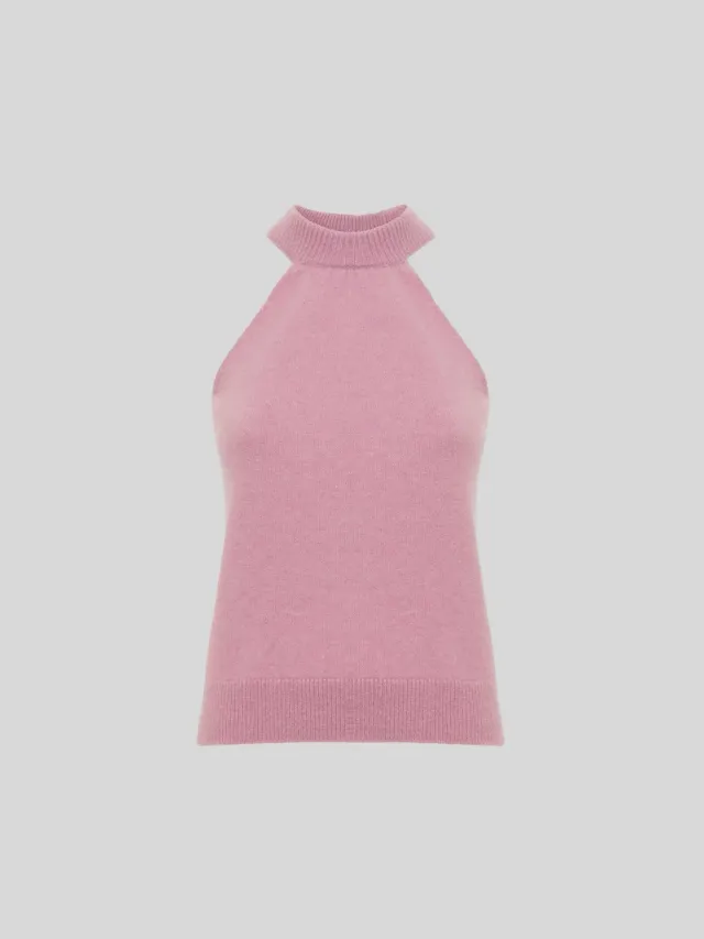 Laneus cashmere silke top rose ærmeløs 38-46