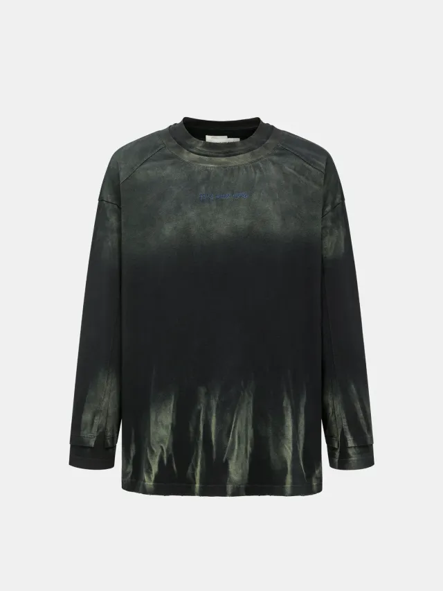 Feng Chen Wang Gradient Tie-Dye Deconstructed langærmet t-shirt blå-sort