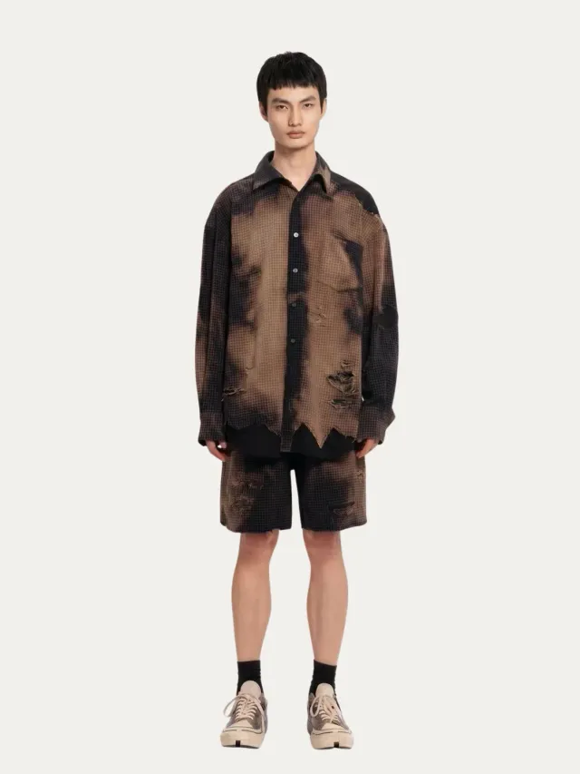 Feng Chen Wang Decayed Check skjorte XS-XL ternet