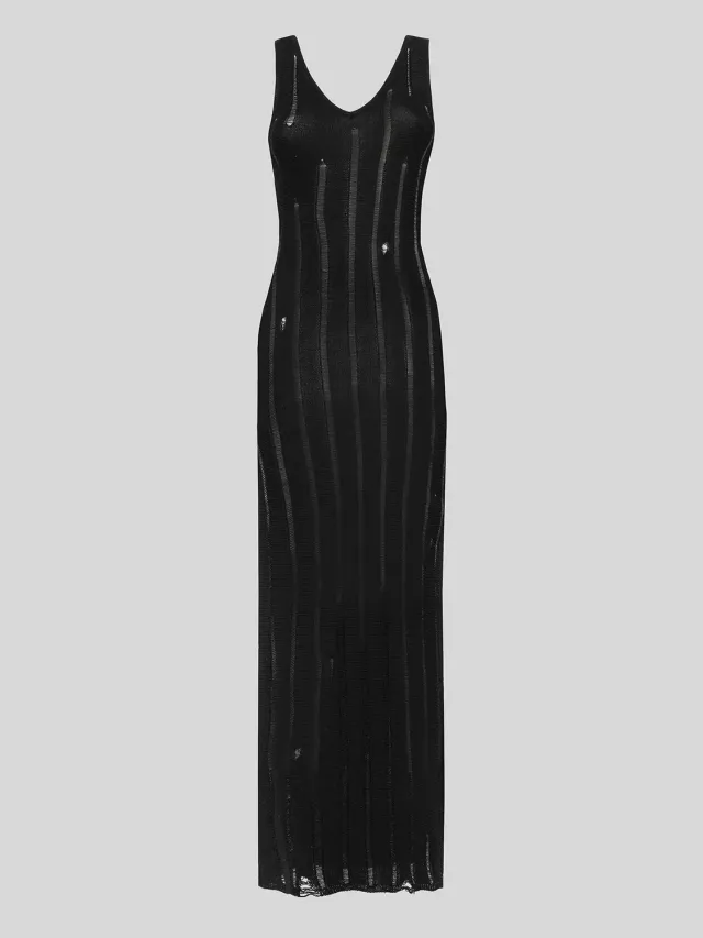 Laneus Destroyed Long Dress maxikjole sort bomuld