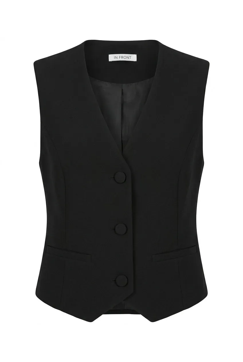 IN FRONT Lea vest sort figursyet