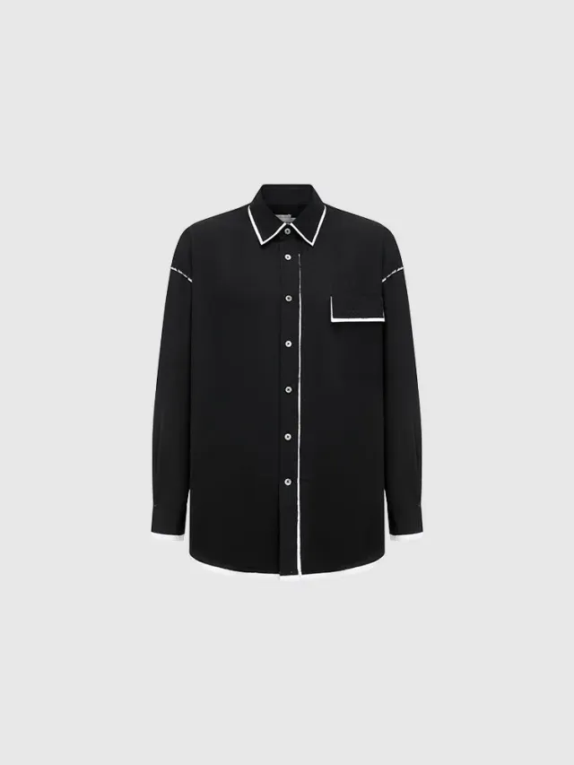 Feng Chen Wang Deconstructed Seam skjorte sort-hvid
