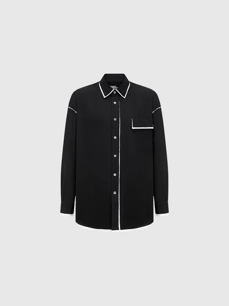 Feng Chen Wang Deconstructed Seam skjorte sort-hvid