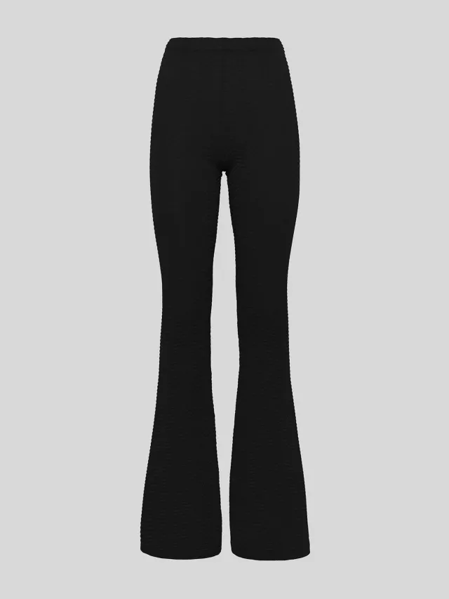 Laneus strikleggings sort viskose flare
