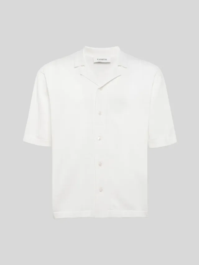 Laneus Knitted Shirt strikskjorte creme bomuld