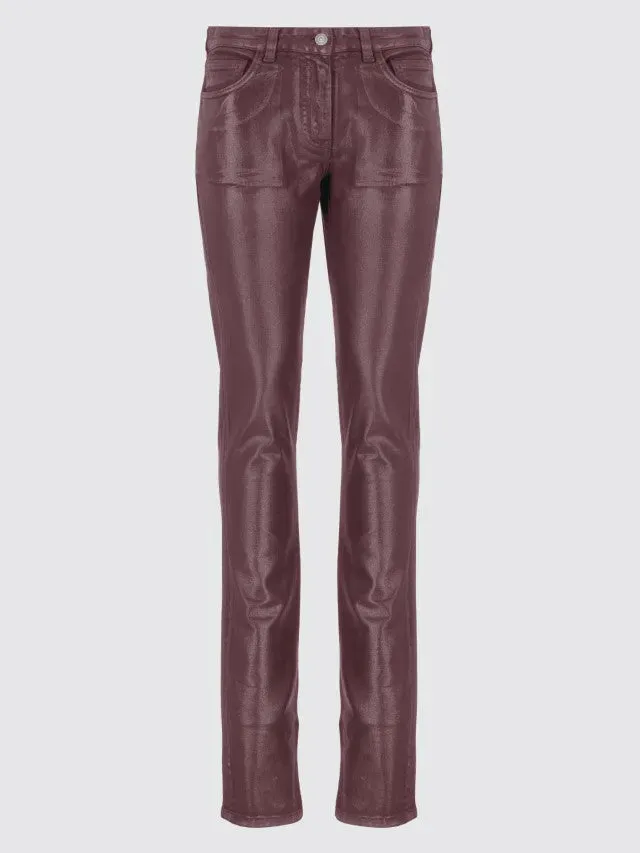Laneus Coated Jeans Bordeaux Slim Læderlook