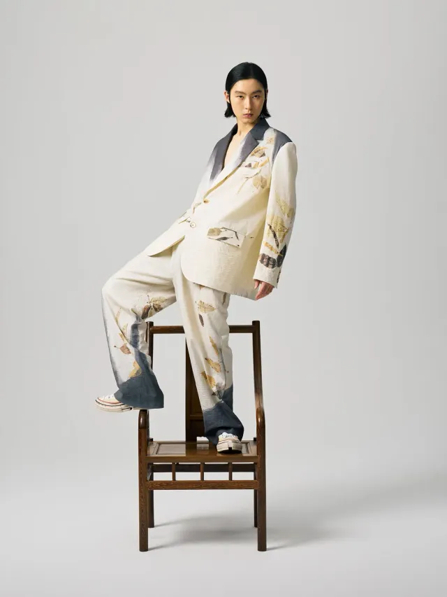 Feng Chen Wang Natural Plant Dye blazer blomstertryk