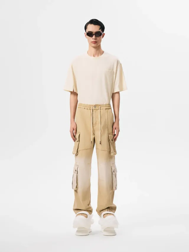Feng Chen Wang Gradient Denim cargo bukser håndfarvet